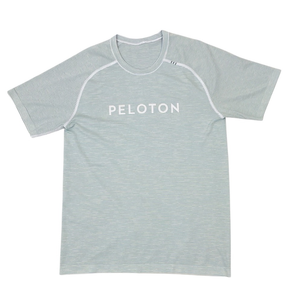 Lululemon Peloton Mens S Metal Vent Tech Shirt Striped Blue Green White
